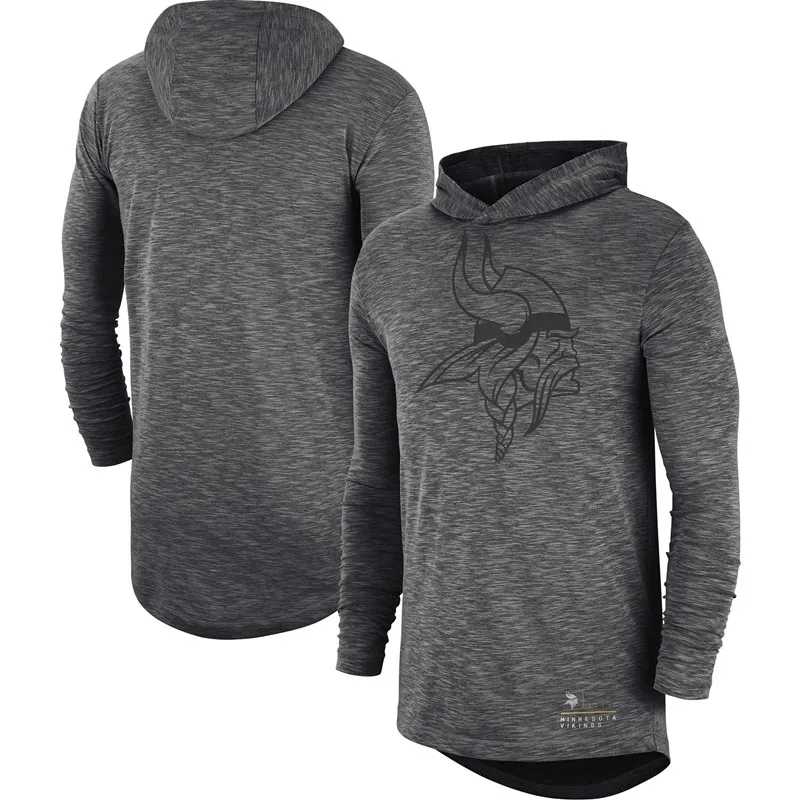 Миннесота Американский Футбол Толстовка Vikings Heathered Charcoal Fan gear тональная толстовка с капюшоном и длинным рукавом - Цвет: 1