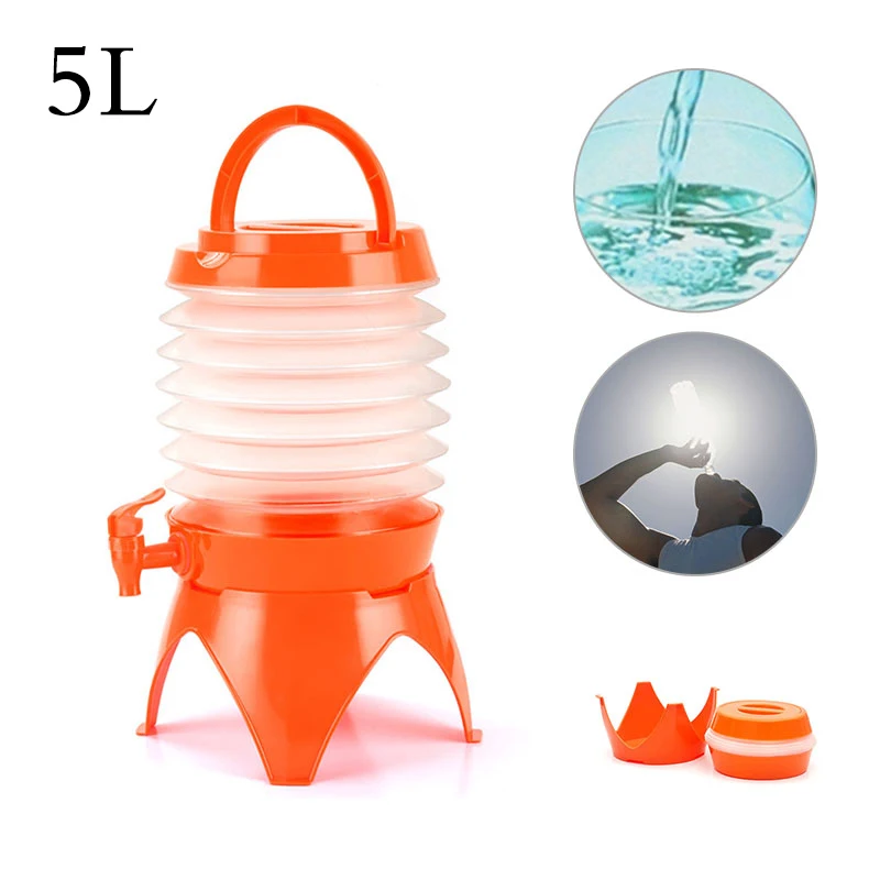 

Camping Water Break Adjustable Can Folding Bucket Excursion PE 5L 3 Color Sport Hand Held Telescopic Bucket Beer Drink