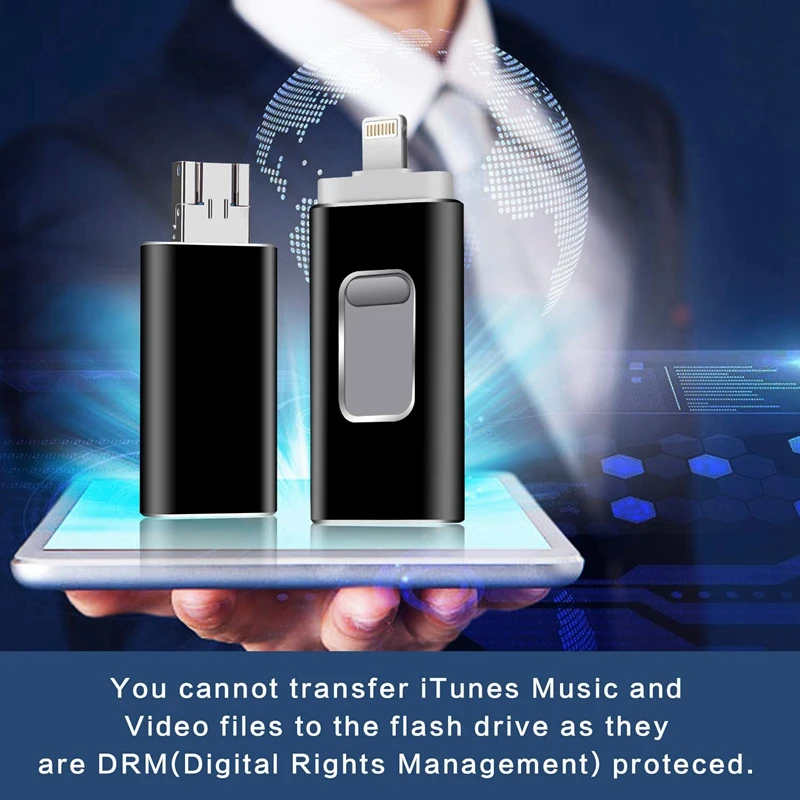 Флэш-накопитель IOS 128GB для IPhone Memory Stick, флэш-накопитель USB 3,0 Lightning Memory Stick для IPhone Android и компьютеров(Blac