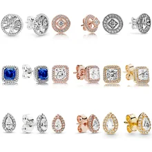 9 стилей, 925 пробы, серебряные серьги, семейное дерево, капли воды, Кристальные серьги для женщин, ювелирные изделия для свадебной вечеринки