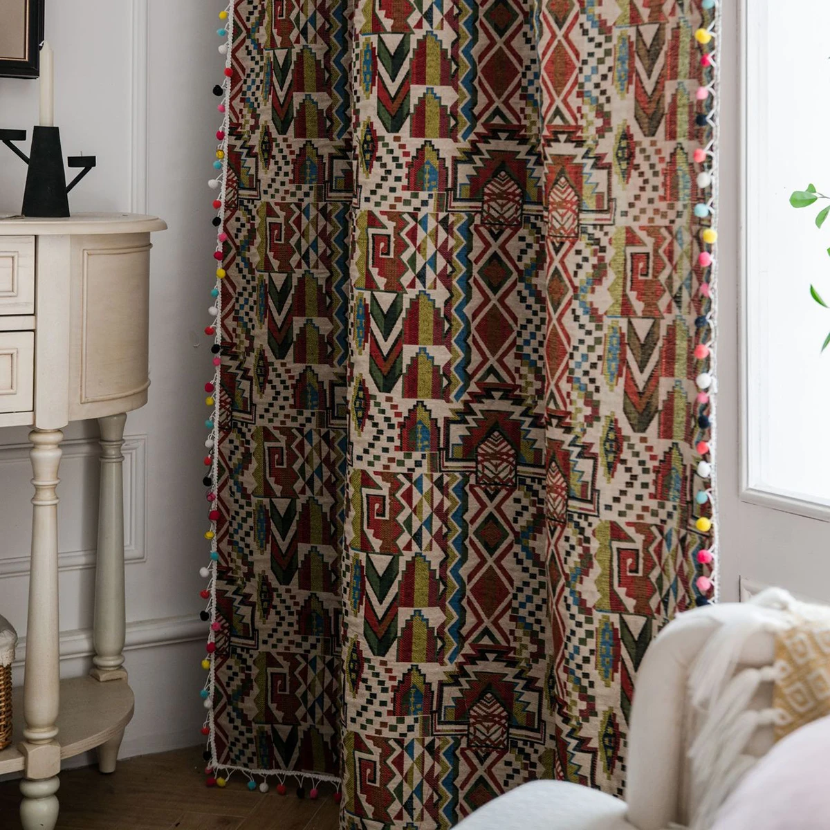 Цветная богемная деревенская занавеска с принтом для гостиной спальни окна