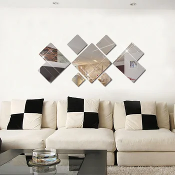 

3D Mirror Diamond Wall Sticker DIY Removable Decal Home Room Art Mural Decor Wall Decal DC156