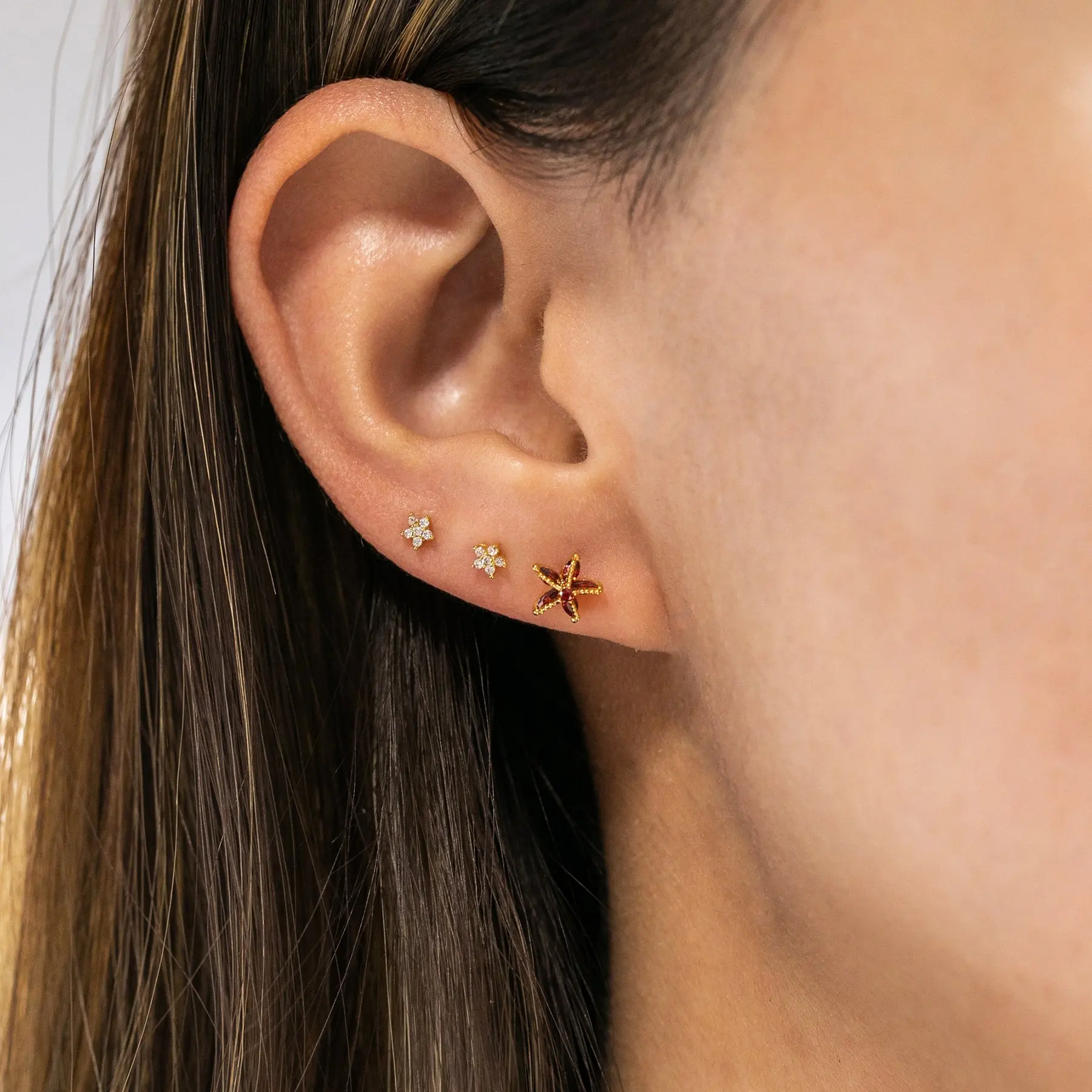 VG 6 YM Zircon Stud Earrings For Women Girls Fashion Piercing Jewelry