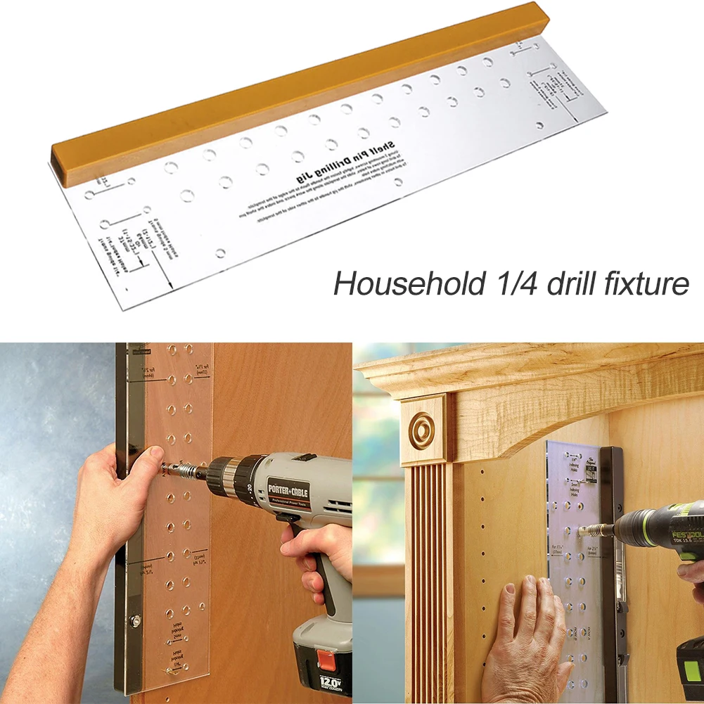 Shelf Pin Drilling Jig with 1//4/" Self Centering Bit Door Cabinet Hinge Mounting