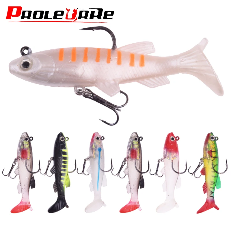 Señuelos De Pesca De Goma Con Anzuelos - 8 Unidades, Colores Variados, Para Perca, Trucha, Lucio