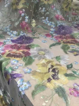 

Fashion Pure White French Tulle Lace Fabric With Sequins Lace J-328819 Nigerian Mesh Lace Fabric For Wedding