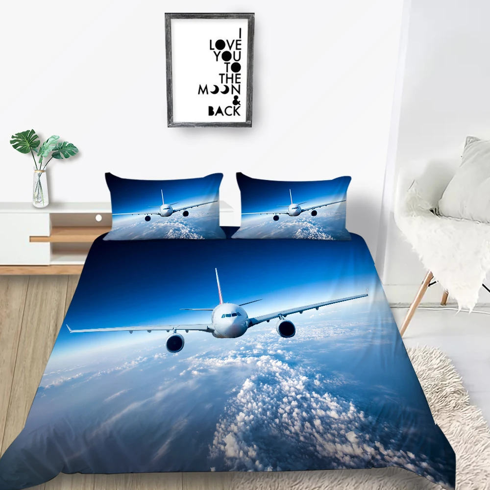 

Aircraft Bedding Set Universe Cool Fashionable Duvet Cover 3D King Queen Twin Full Single Double Unique Design Bed Set
