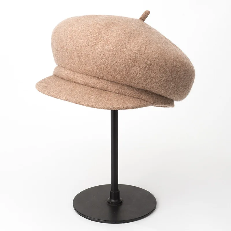 01908-HH0124 осень зима шерсть вязание теплая Дамская восьмиугольная шляпа Женская Досуг берет оптом