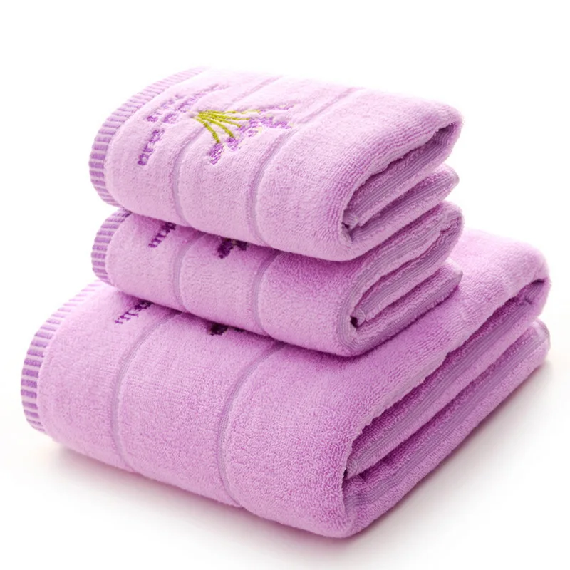 1pc Embroidery Lavender Towel High Absorbent Towels Cotton Face Bath For Adults Washcloths | Дом и сад