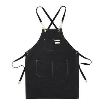 

Denim Canvas Wear Apron / Painting / Hairdressing / Barista Restaurant Apron Anti-Dirty Overalls