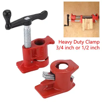 

Woodworking Gluing Pipe Clamp 3/4 Inch/ 1/2Inch Heavy Duty Pipe Clamp for Steel Cast Iron Pipe Clamp Fixture Carpenter Tool