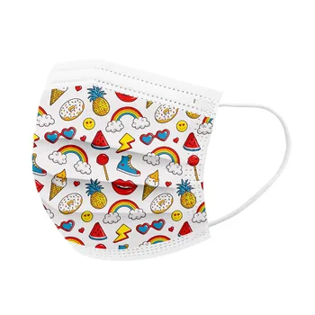 

Rainbow Printing Mouth Masks Children's Fashion Mask Masque Face Cover Disposable Three Layer Face Mask Mouth-muffle Mascarillas