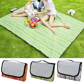

1pc Outdoor Beach Picnic Folding Camping Mat Waterproof Plaid Blanket Mat Moistureproof Hiking Camping Pad Storage Bag