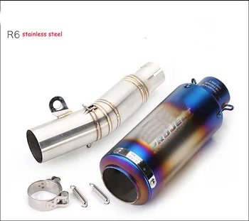 

Slip on YZF-R6 Motorcycle mid section 51mm front mid section straight connecting pipe modified exhaust pipe