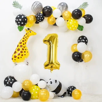 

Animal theme children's birthday party decoration children latex balloons scene layout aluminum foil balloons children's party