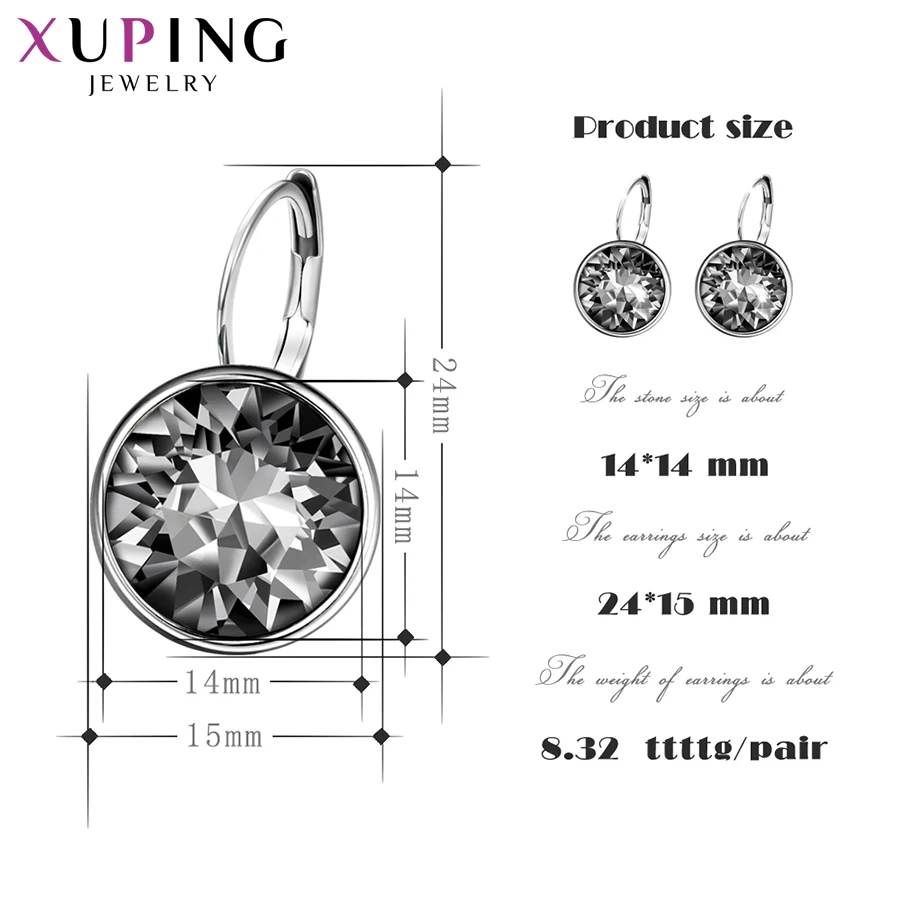 Xuping Fashion Crystals from Swarovski Colorful Earrings With Rhodium Color Plated Charm for Women