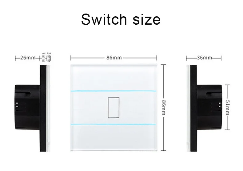 Беспроводной настенный светильник с сенсорным выключателем, стандарт ЕС, стеклянная панель, умный переключатель для лампы