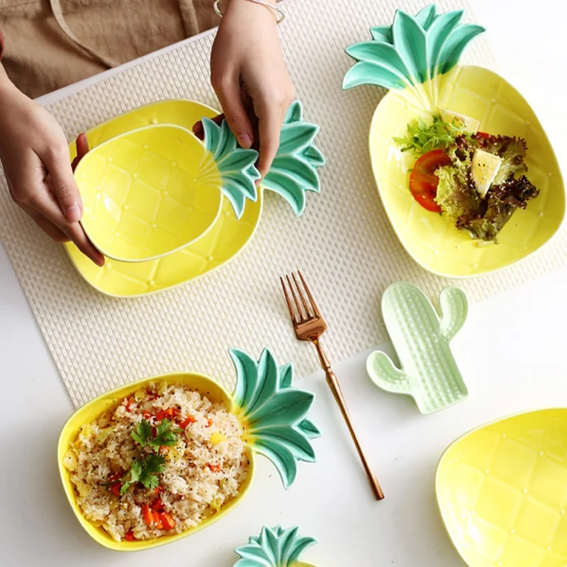 

Fruit Dessert Concise Pastry Plate Novelty Pineapple Shape Ceramic Plate Table Decoration Plate
