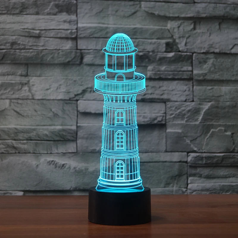 Новинка Маяк 3d лампа 7 цветов светодиодный ночник для детей сенсорный Usb стол Lampara