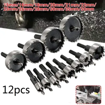 

12pcs Diamond Coated Drill Bit Set Glass Ceramic Tile Marble Hole Saw Drilling Opener Set Power Tool Accessories 15-50MM
