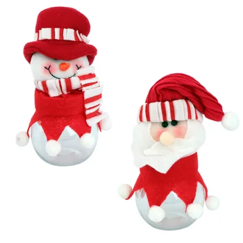 

2Pcs Christmas Santa Claus Candy Jar Snowman Cookie Plastic Decorative Boxes