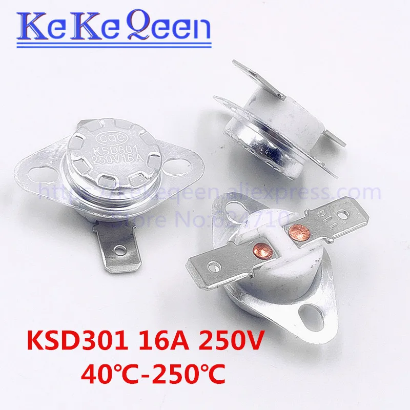 KSD301 250V 16A 40~135Degc Flat foot Fixed ring Normally closed Temperature switch45 50 55 60 70 80 100 110 115 120 125 130 135C afbeelding