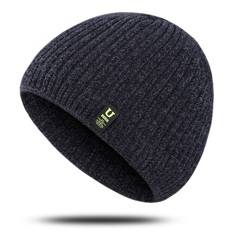 

Leather label knitted hat Winter Hat Beanie-Hat Skullcap Knitted Hats Beanie-Hat Hat Knitted True Warm Fashion Unisex Beanie Hat