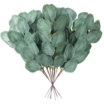 

20Pcs 13.7inch Artificial Eucalyptus Silk Leaves Greenery Stems Sprigs Faux Branches for Party Wedding Garden Decoration