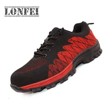 Новинка года; Красные кроссовки со стальным носком; дышащая мягкая безопасная обувь; рабочие ботинки для мужчин и женщин