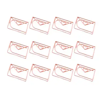 

12pcs Cartoon Envelope Paper Clip Rose Gold Creative File Clamps Adorable Paper Holder