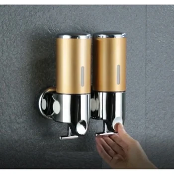 

Liquid Soap Dispenser Wall Mounted Shower Gel Dispensers Shampoo Container Kitchen Tools Pump Double Hand Bathroom Soap Bottle ^