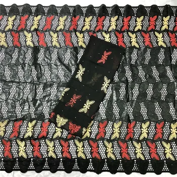 

5+2yards New arrival Blue african BAZIN riche fabric with Embroidery lace african Guinea Brocade cotton fabric 16L071371