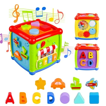 

New multifunctional music toy baby box music cube gear clock geometric building blocks sort educational toy baby gift