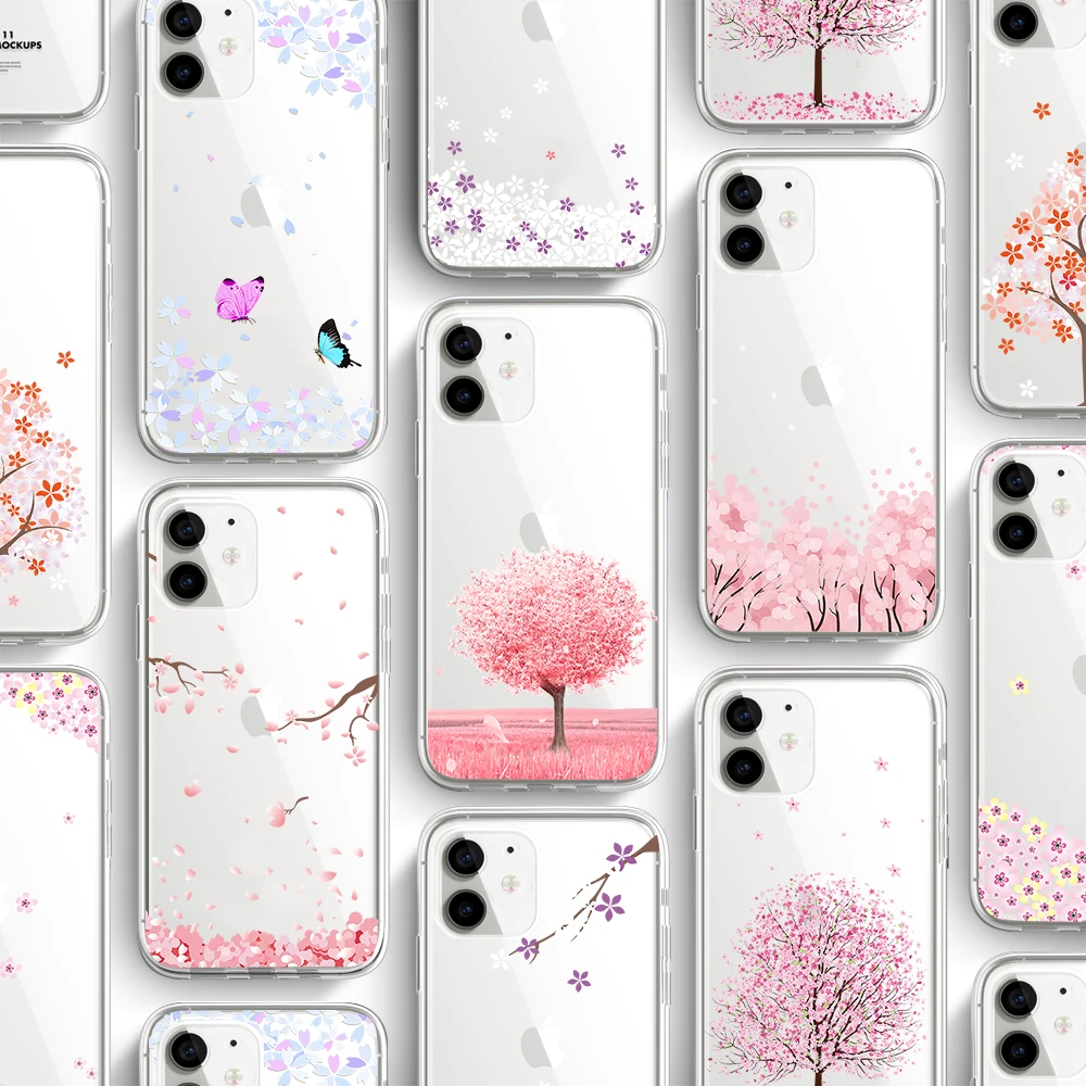 ciciber Cherry Blossoms flower For Iphone 13 Case iPhone 12 11 Pro XR 7 X XS MAX 8 6 6S Plus 5S SE Silicone Funda Coque | Мобильные