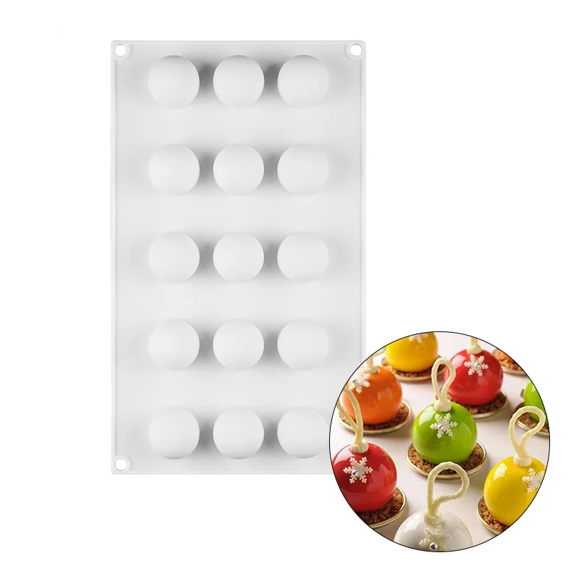 

FUNBAKY 15 Cavity Round Shape Silicone Cake Mold For Baking Decorating Tools 3D Mousse Dessert Moulds