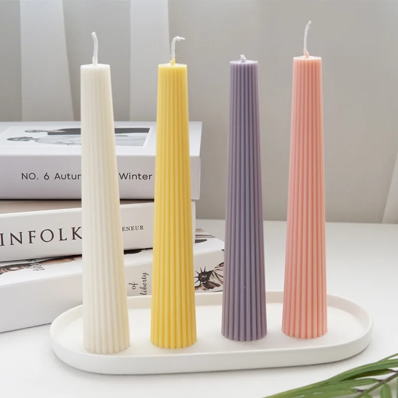 New Long Pole Stripe Candle Molds Plastic Pillar Candle Making Molds DIY Long Rod Wedding Family Party Decoration Candle Mold 4