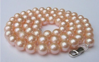 

natural big size 10-11mm pink AAA pearl necklace 925s clasp jewelry>Factory Wholesale price Women Giftword Jewelry