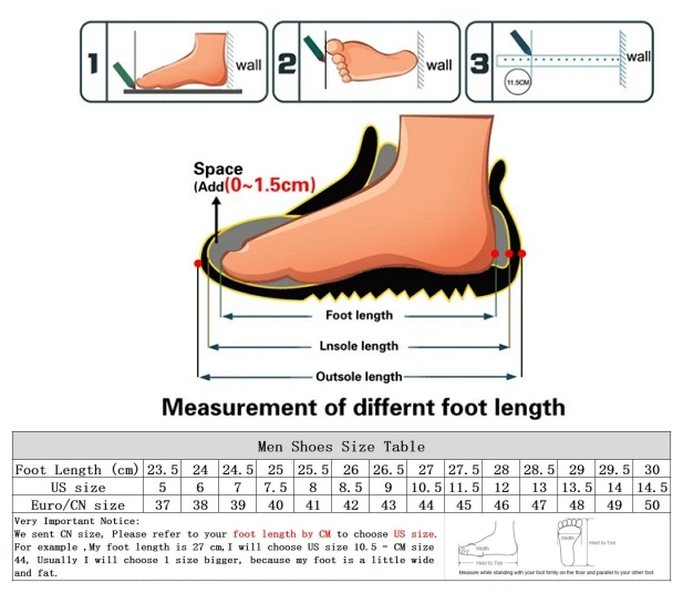 men shoes size chart
