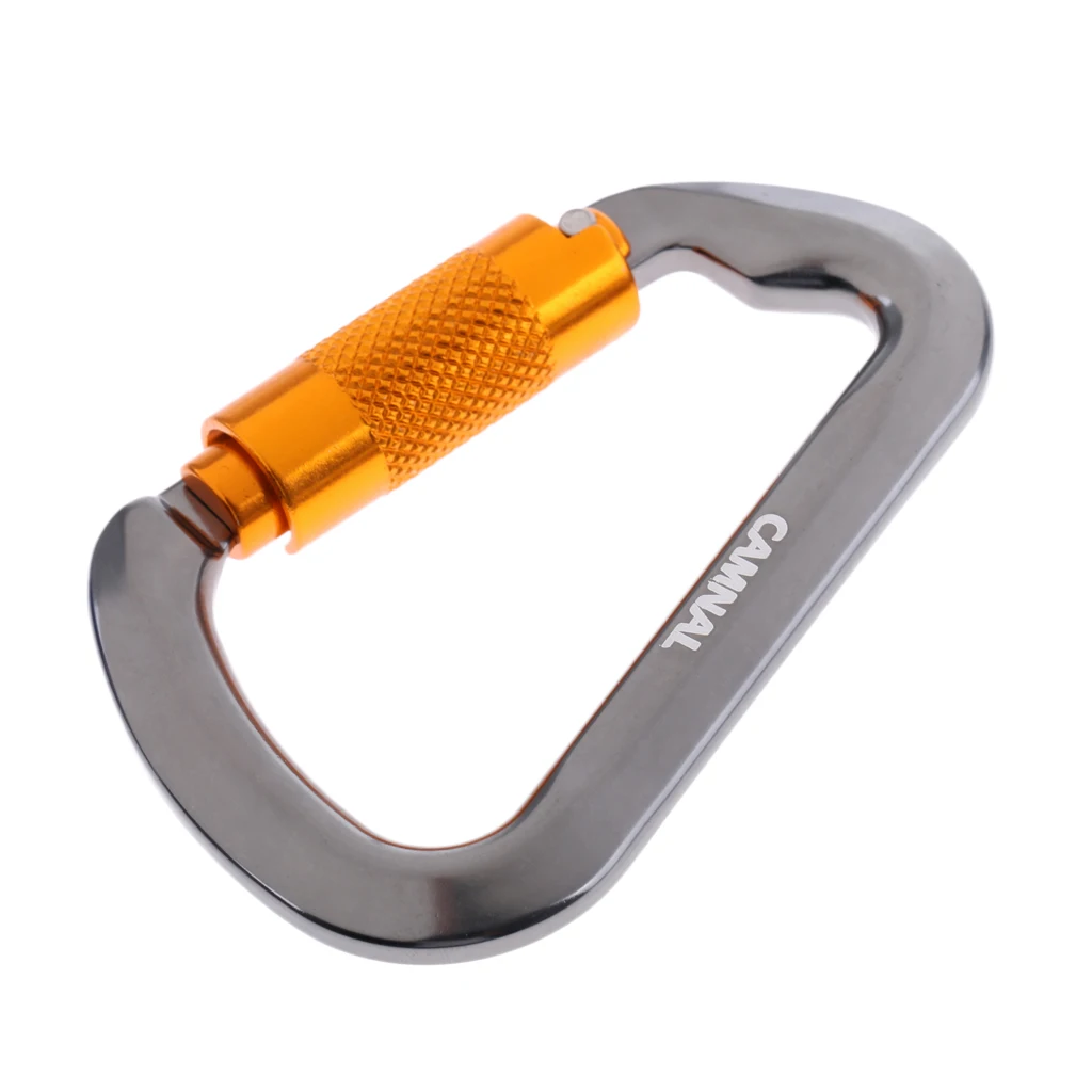 Locking Rock Climbing Carabiner Clips, 25KN Heavy Duty D Ring Buckle for Rappelling Swing Rescue Camping Hiking Climbing Access