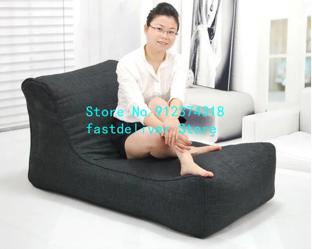 L shape with back support Lazy sofa good quality folding extra large puff chair sleeping bean bag