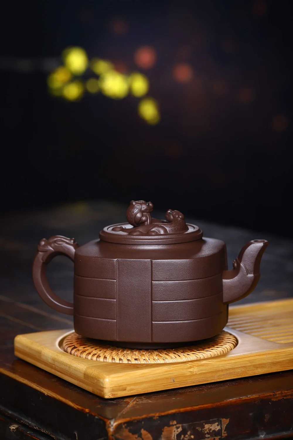Yixing Clay Teapot Masters Entirely Handmade chu han dynasty feng yunzi Clay Tea Set Raw Ore Purple Clay 500cc square pot Large