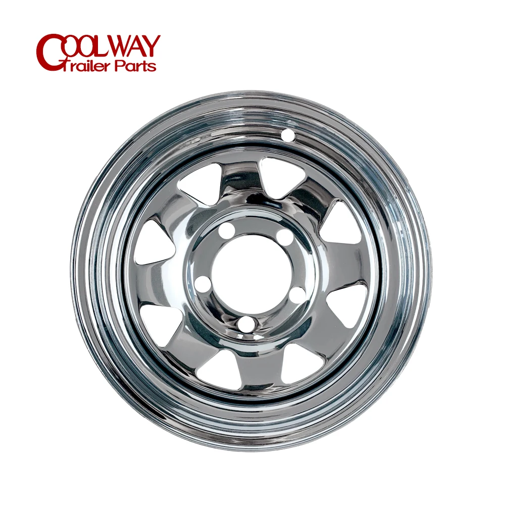 15 Inch X 6J Chromed Spoke Trailer Rim 5 -114.3 Car Bolt Pattern Caravan Boat RV Parts Accessories creativity 3d printers parts optical axis 100 200 300 320 350 400 500 mm smooth rods linear shaft rail cnc chromed diameter 8mm