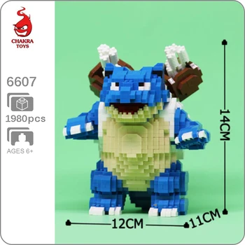 

CHAKRA 6607 Blastoise Turtle Pocket Monster 3D Model 1980pcs Small Mini Diamond Blocks Brick Building Toy for Children no Box
