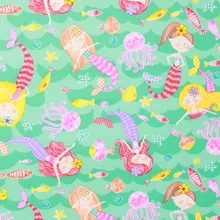 Наполовину ярдовая однотонная хлопковая ткань с милым принтом рыбы для девочек, ручная работа, платье для одежды, детская одежда, хлопок, CR-255