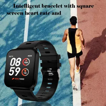 

Fashion Square Screen Smart Bracelet 1.3 Full Touch Color Screen Heart Rate Sleep Monitoring Waterproof Sports Smart Band Watch