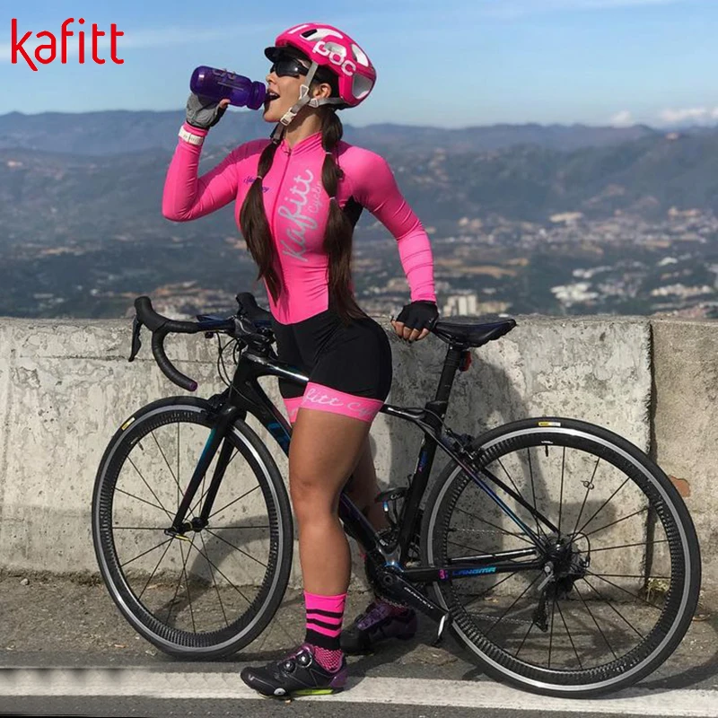 Jersey De Ciclismo Para Mujer CYTSH Manga Larga Con Culotte