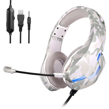 

Fashion Gaming Headset 7 Colors LED Headphones USB Wired Game Headphones With Adjustable Mic For PC Laptop PS4 One Computer
