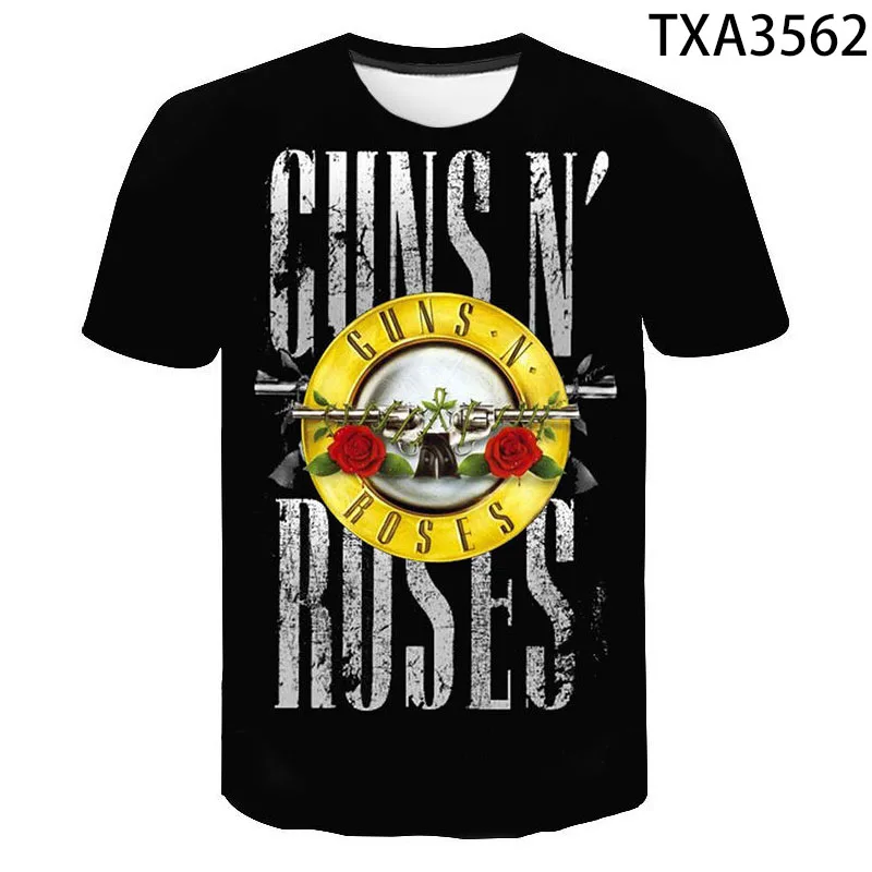 Новые летние футболки с принтом 3D Guns N Roses повседневные для мальчиков и девочек