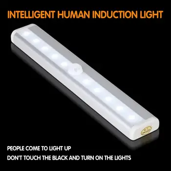 

10LED Portable Super Bright Night Light Sensor Light Infrared Induction Lamp Closet Wardrobe Cupboard Wireless Porch Stairway