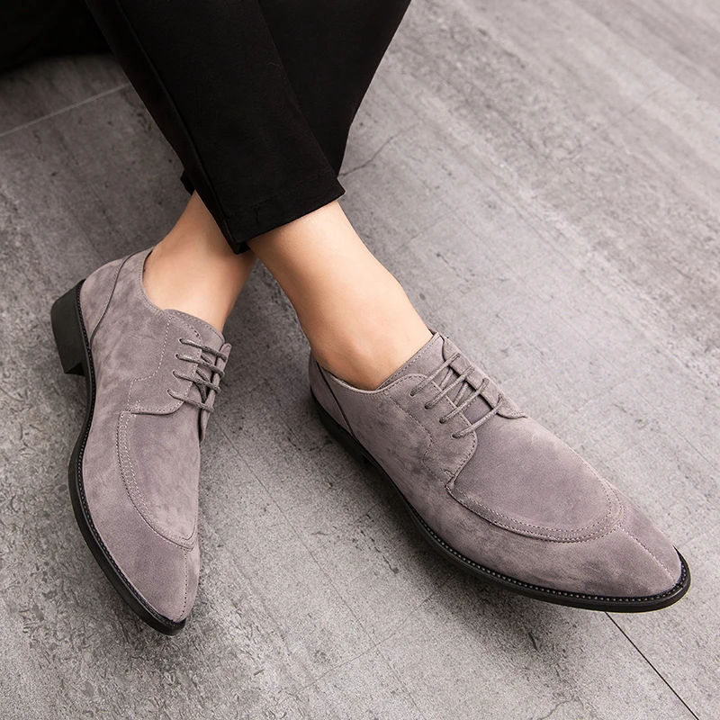 suede leather shoes men italian designer male dress elegant moccasins work footwear formal business brogue oxford shoes for men (40)